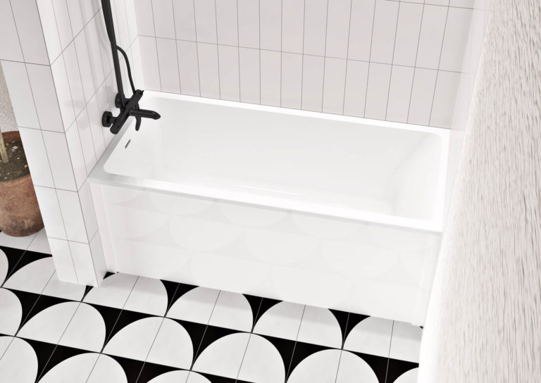 Jupe amovible pour bain podium pour un design simple et épuré.